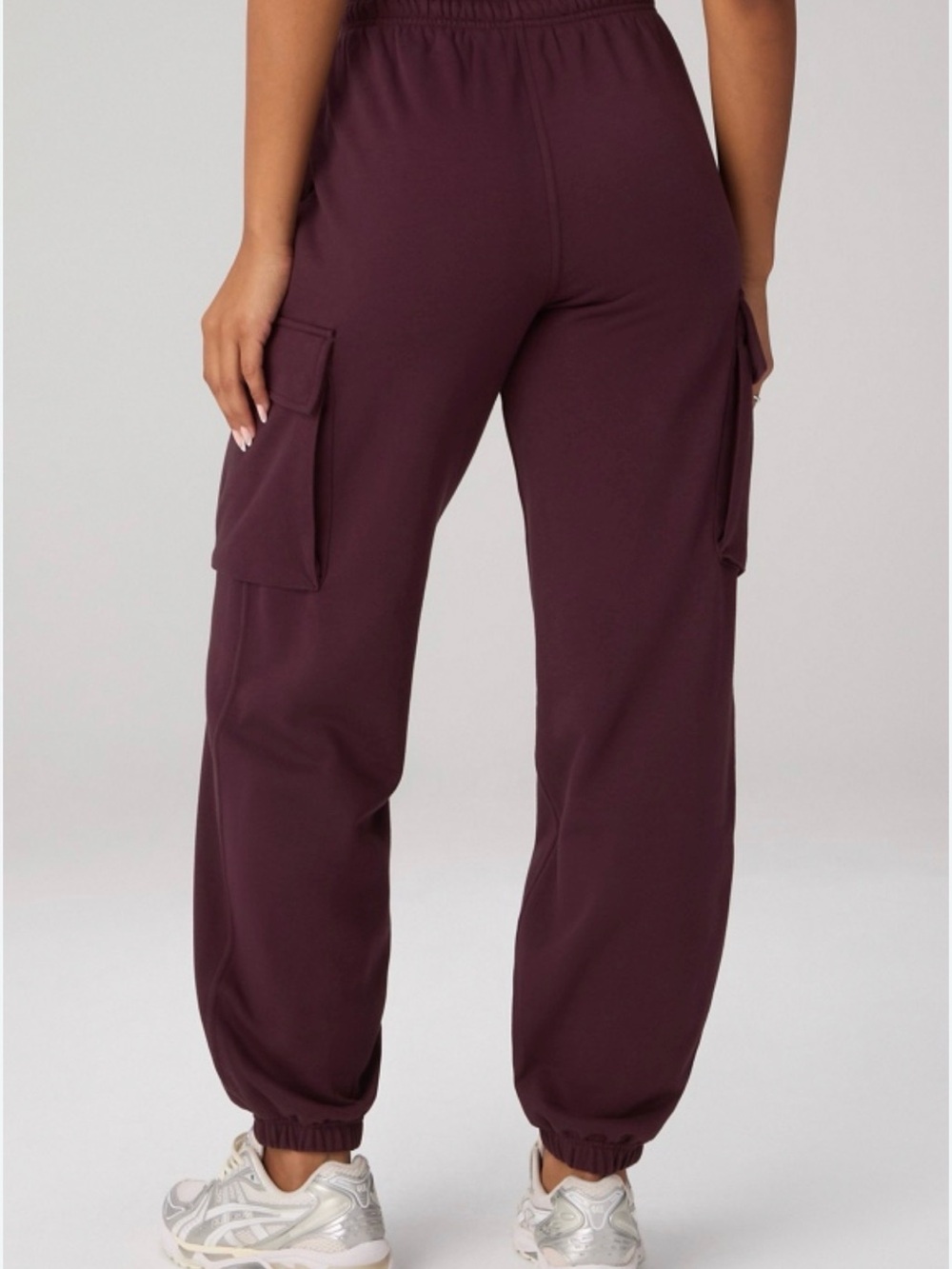 Fabletics Year Round Terry Cargo Jogger Womens XL Reg Oxblood Pants NWT